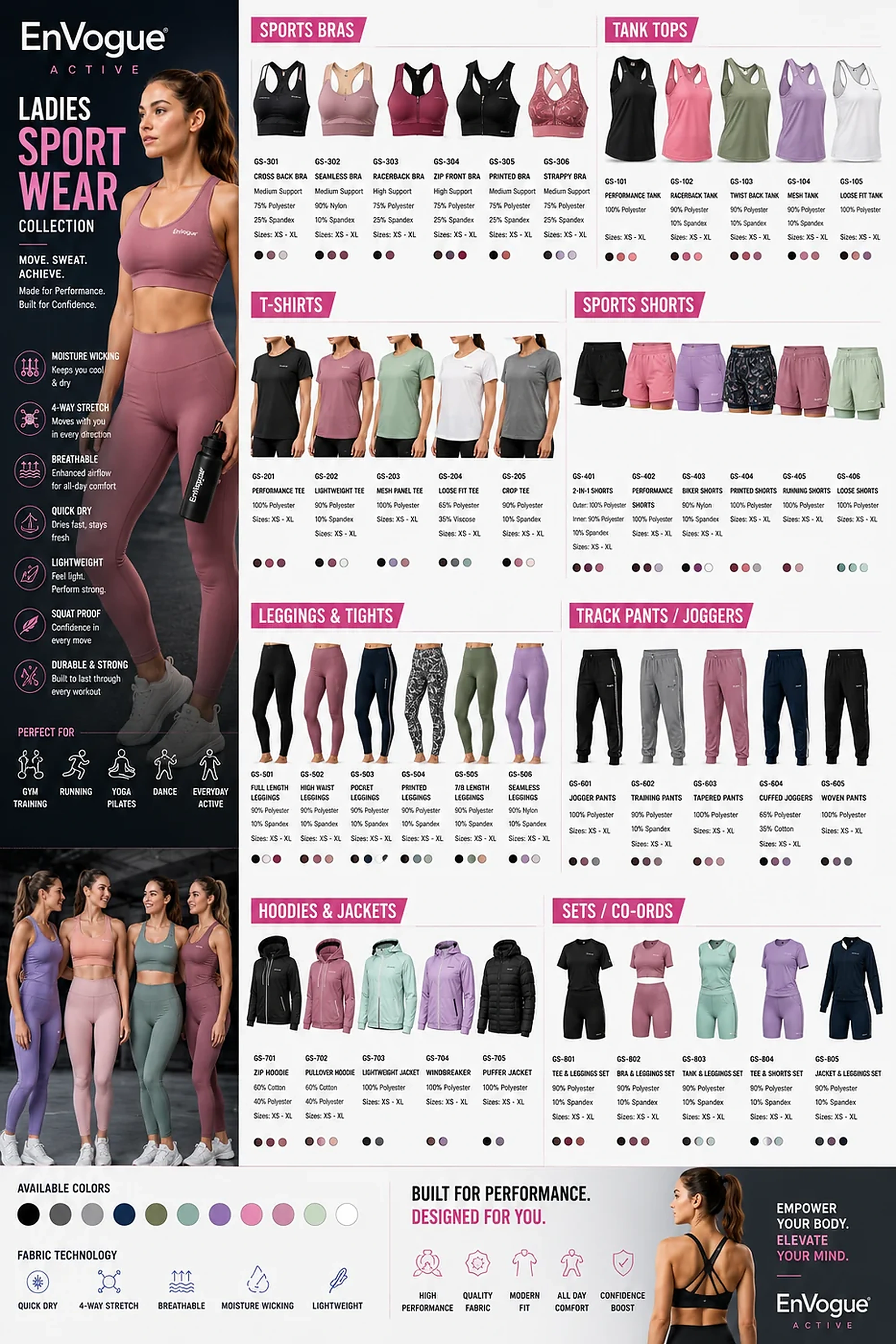 EnVogue women's activewear wholesale collection
