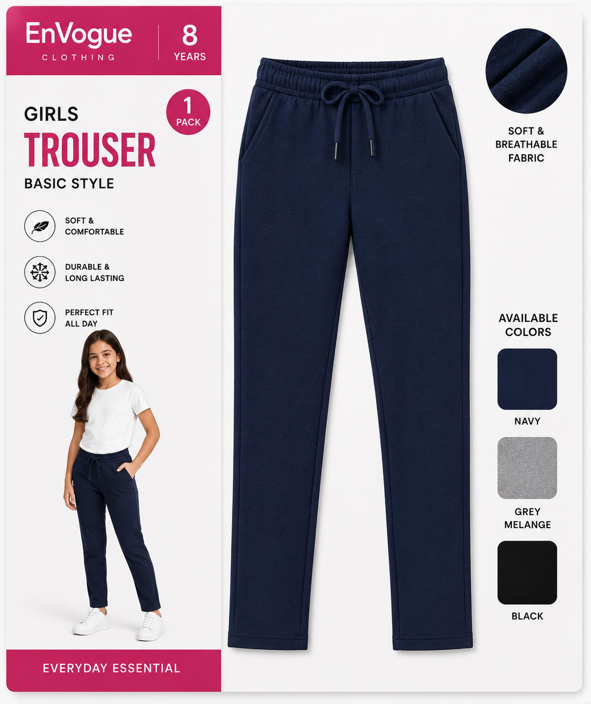 Girls Basic Trouser wholesale - EnVogue Clothing Girls Basic Trouser wholesale product image by EnVogue Clothing