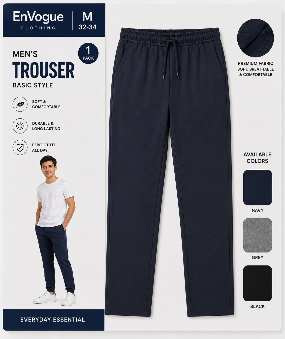 Men's Basic Trouser wholesale Men product by EnVogue Clothing